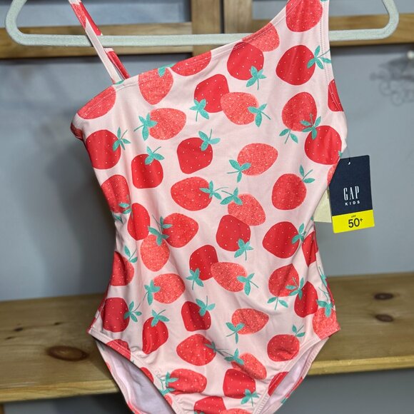 Gap Kids Strawberry One-Shoulder Swimsuit β Size XXL (14-16) - Picture 2 of 5